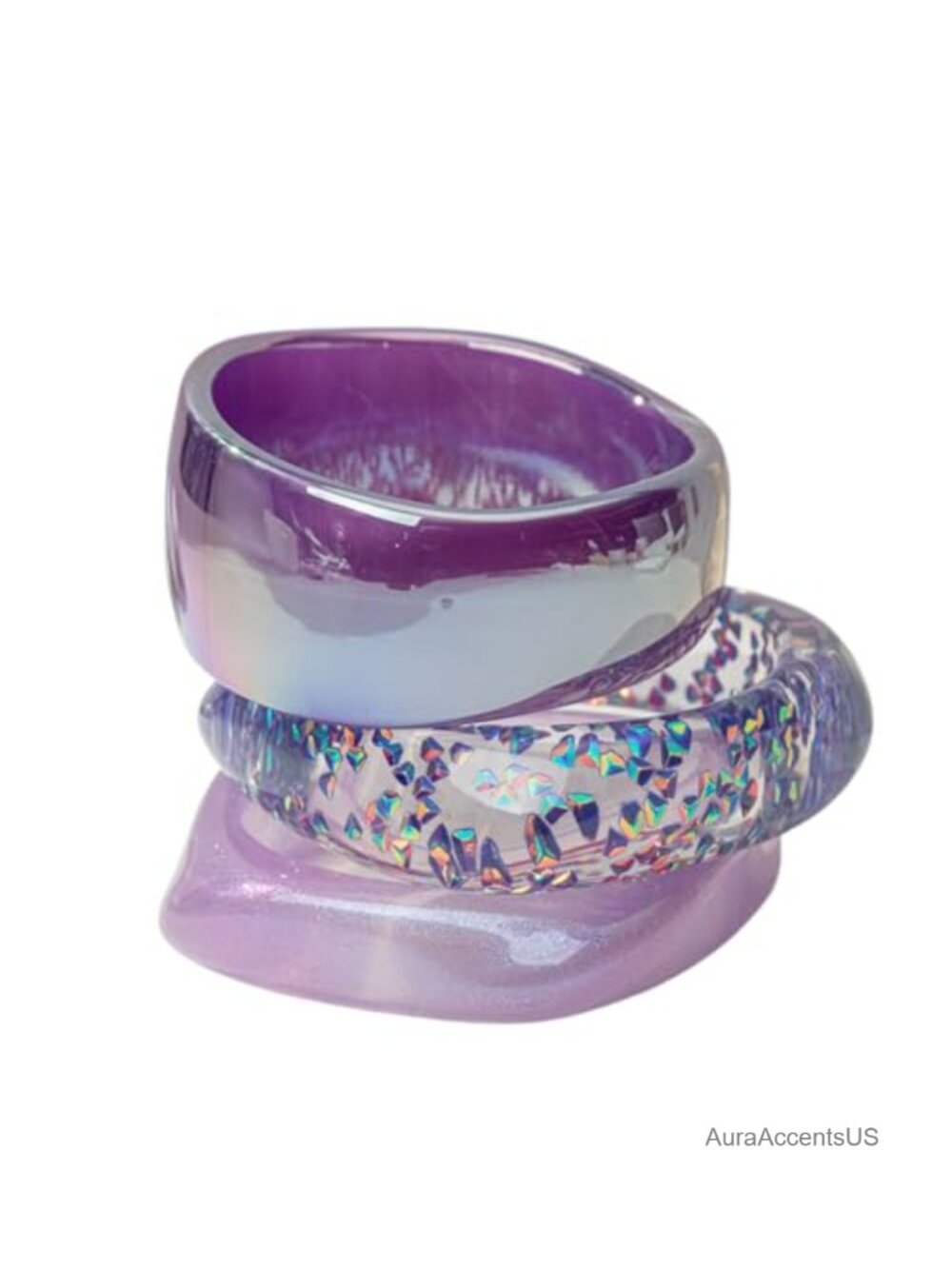 Irregular Acrylic Resin Chunky Bangle Bracelets Set Vintage Stackable Statement